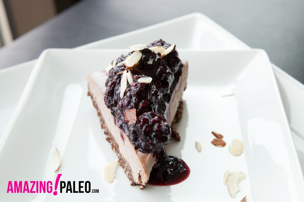 RAW Dark Chocolate Blackberry Paleo Cheesecake recipe!