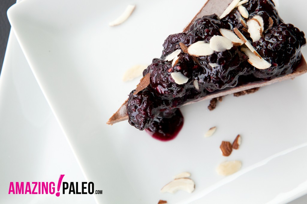 RAW Dark Chocolate Blackberry Paleo Cheesecake recipe!