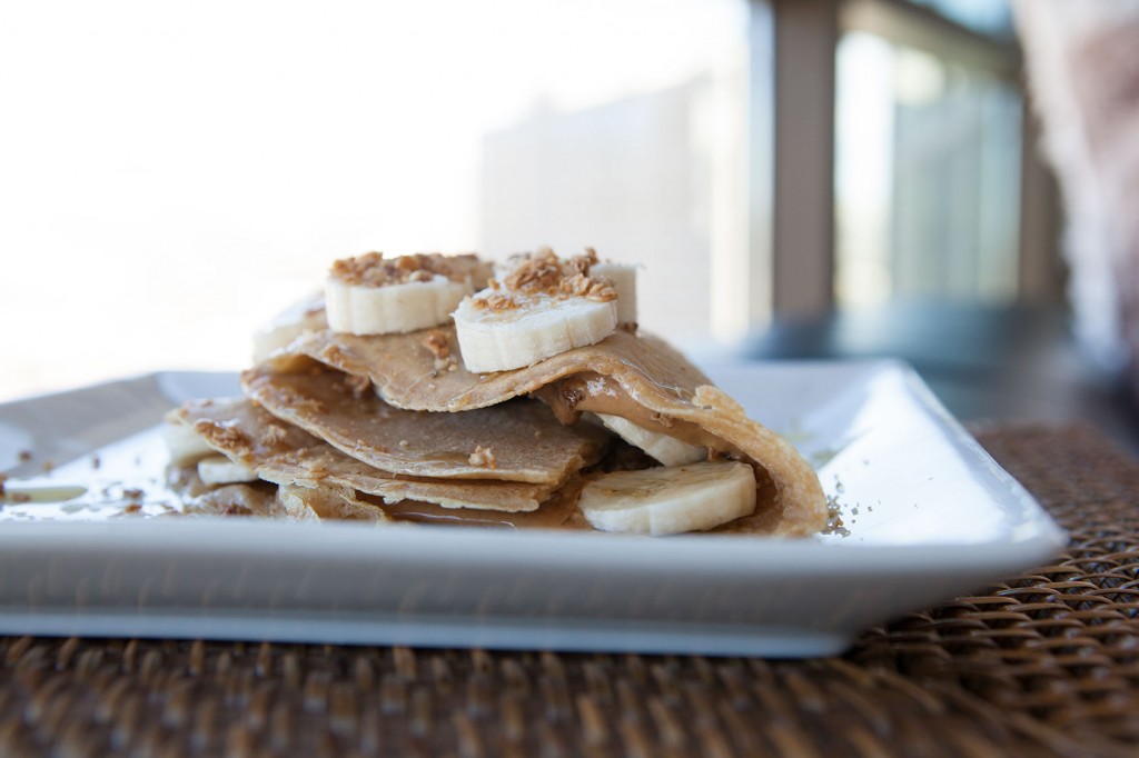 Peanut Butter Honey Granola Crepes recipe by AmazingFoodie.com!
